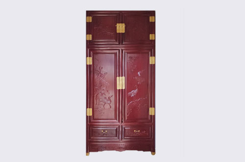 衡阳高端中式家居装修深红色纯实木衣柜