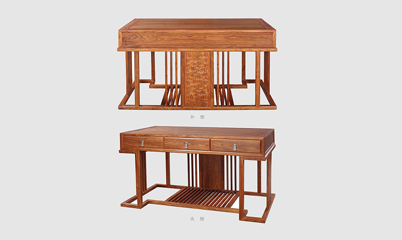 衡阳 别墅中式家居书房装修实木书桌效果图