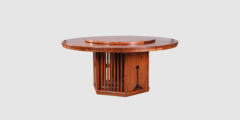 衡阳中式餐厅装修天地圆台餐桌红木家具效果图