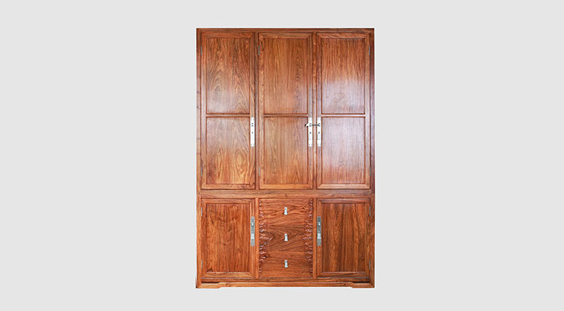 衡阳中式实木三门衣柜家具效果图